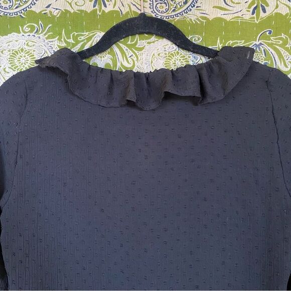 Zara Limited Edition Black Swiss Dot Ruffle Blouse Size Small - Picture 10 of 15
